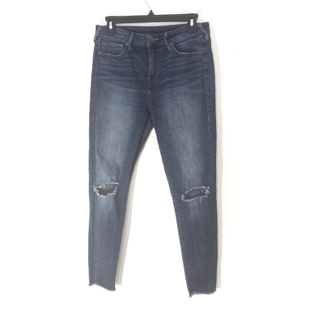 TRUE religion Halle Mid Rise Super Skinny Distressed Jeans 28